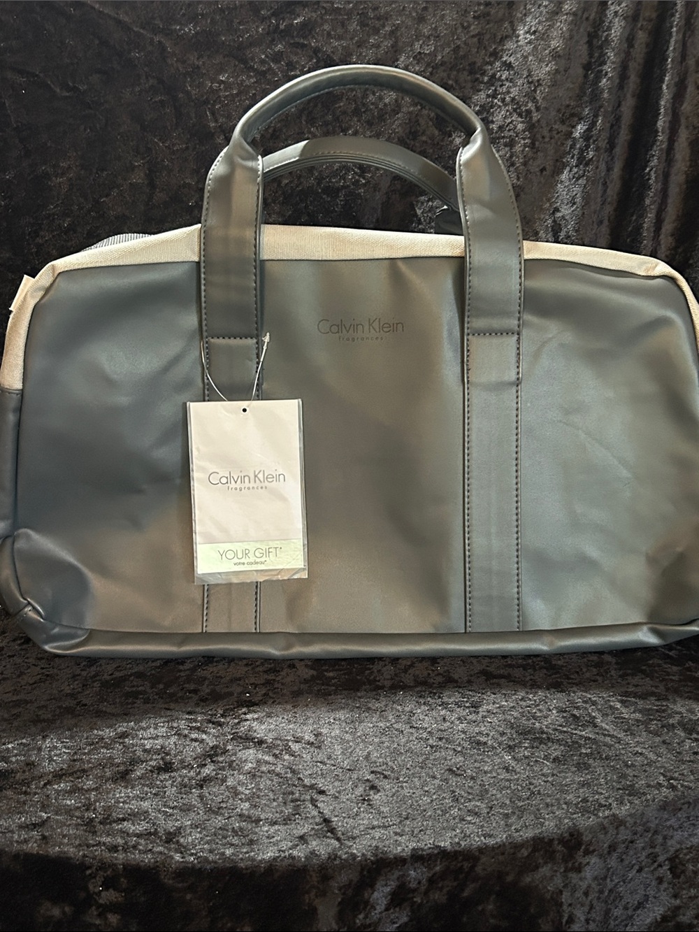 Calvin Klein Two-Tone Gray and Cream Men's Duffel Bag